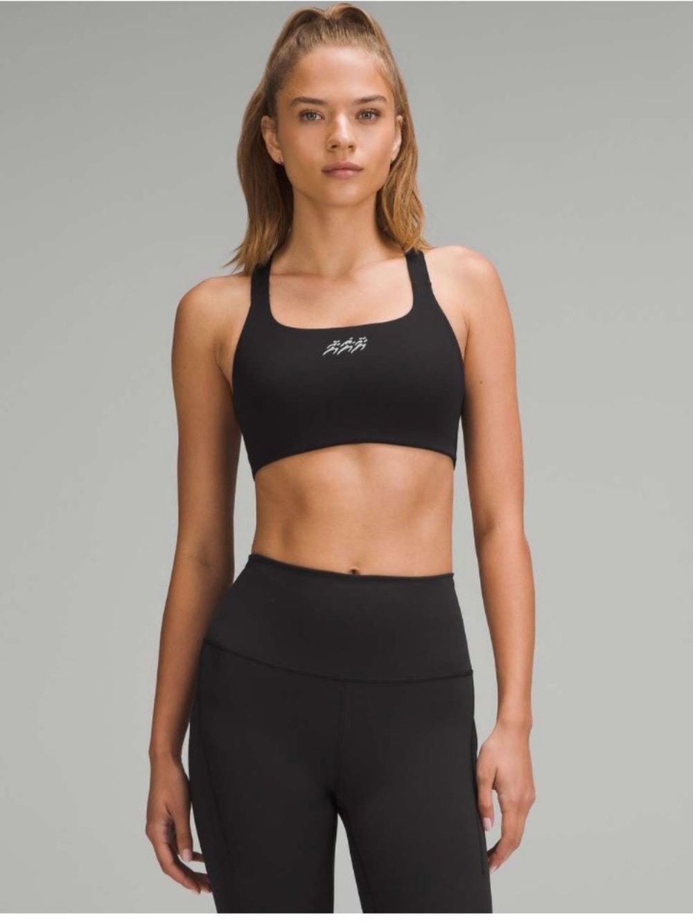 Lululemon Ultralu Square-Neck Workout Bra B/C Reflective – Black – Size 8